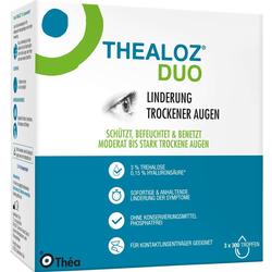 Eine Verpackung von Augentropfen für trockene Augen mit dem Namen "Thealoz Duo".