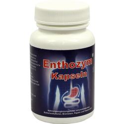 Eine weiße Flasche mit der Aufschrift "Enthozyme Kapseln".