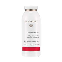 Weißer Behälter mit Dr. Hauschka Seidenpuder zur Körperpflege.