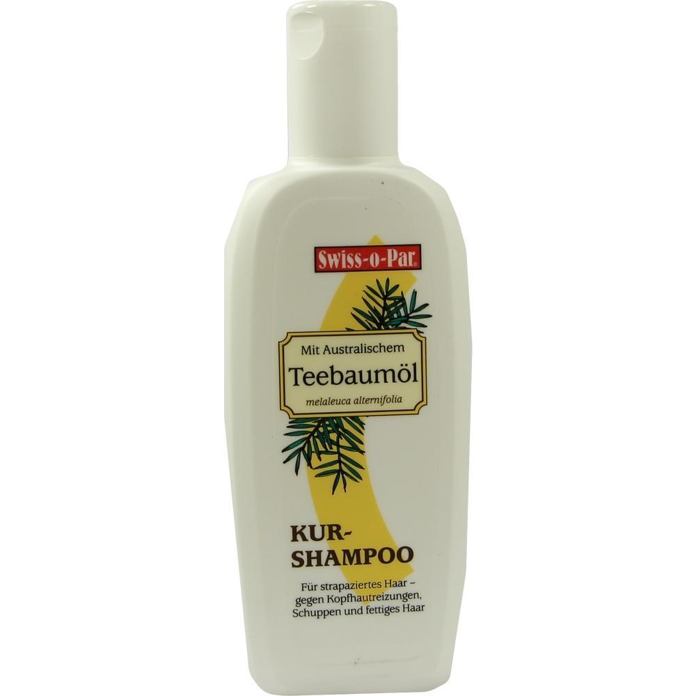 Eine Flasche Shampoo mit australischem Teebaumöl für strapaziertes Haar.