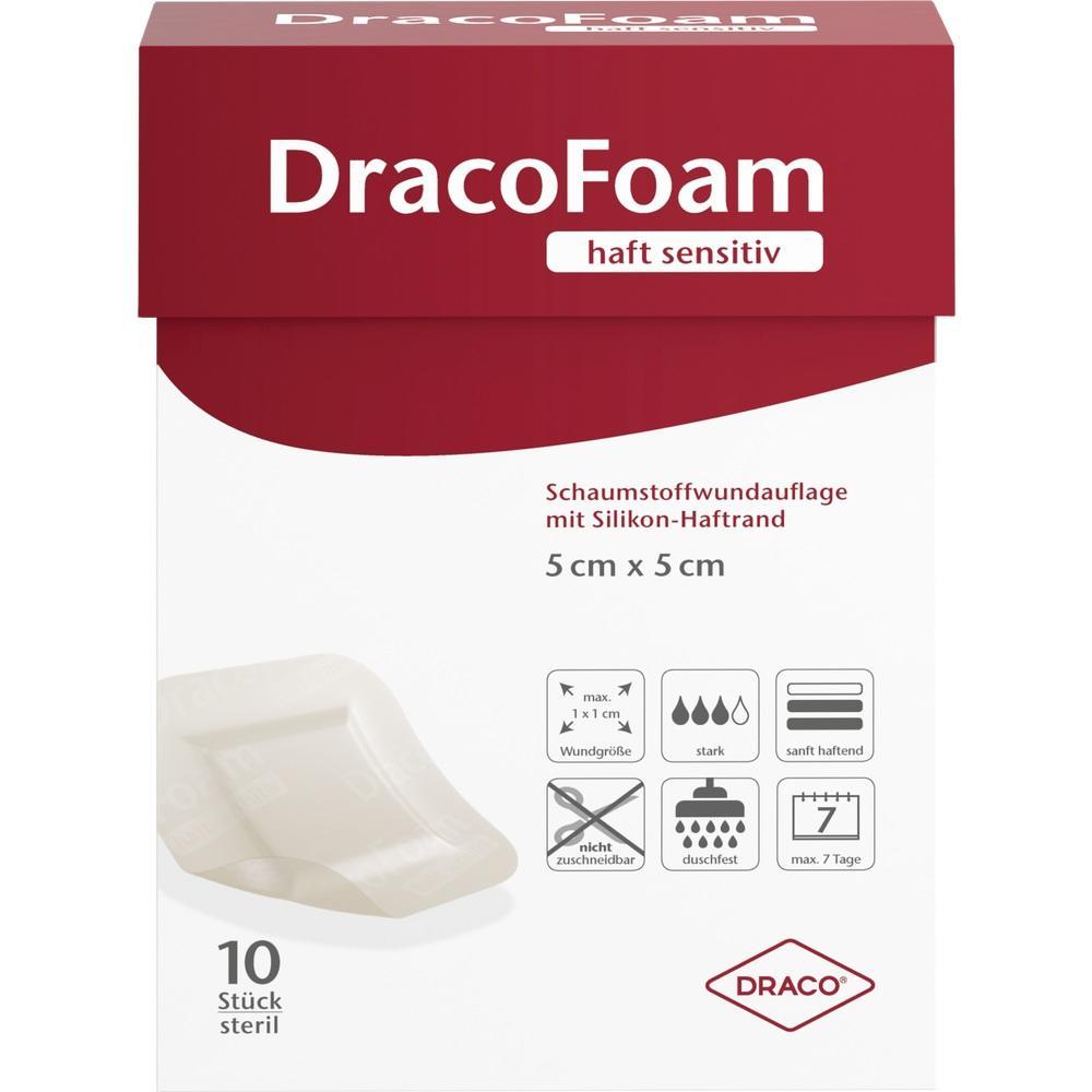 Die Verpackung zeigt sterile Schaumstoffwundauflagen mit Silikon-Haftrand.
