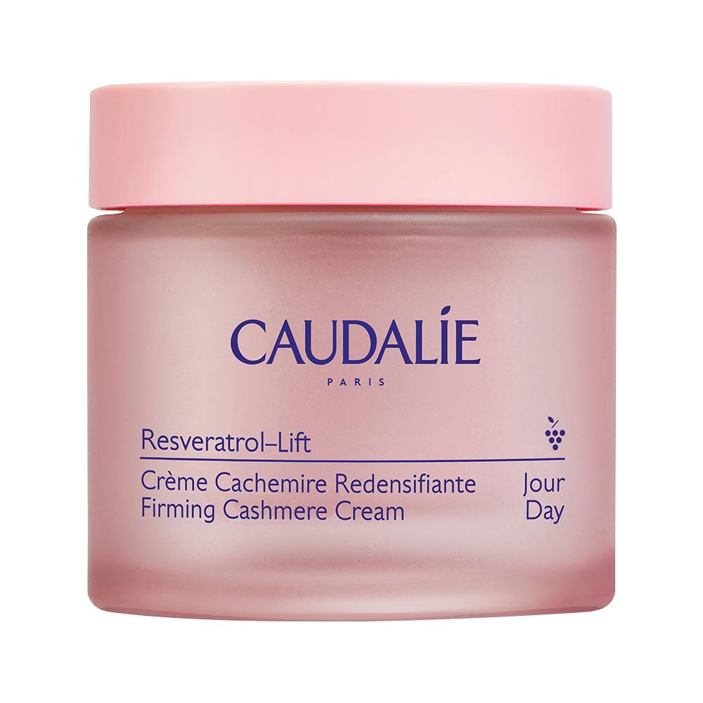 Rosa Cremedose mit der Aufschrift "Caudalie Resveratrol-Lift".